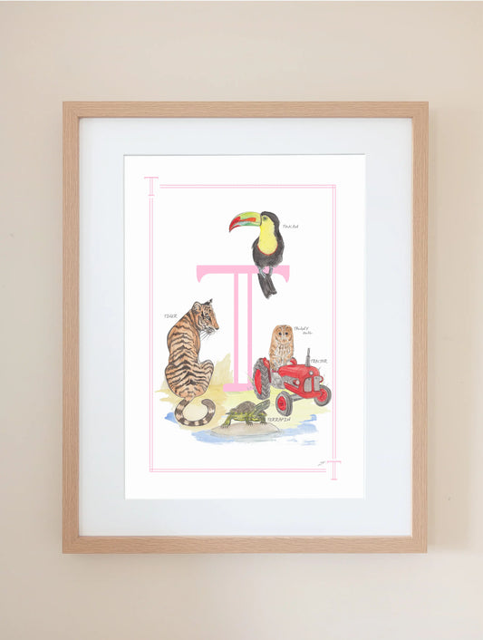 Personalised Children's Letter T - Art Print