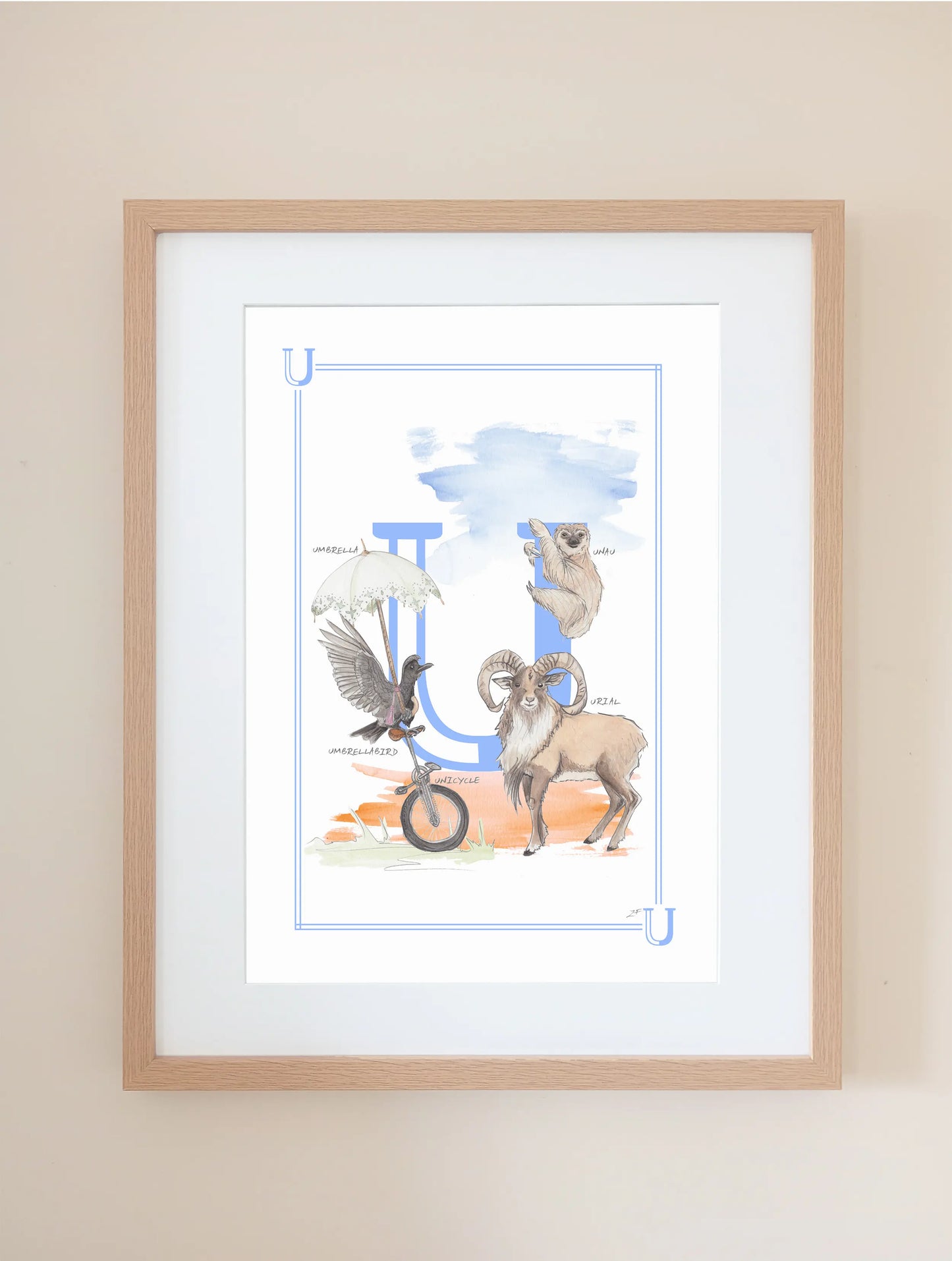 Personalised Children's Letter U - Art Print