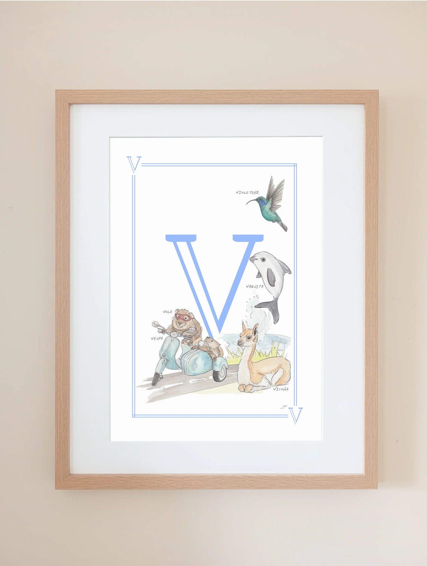 Personalised Children's Letter V - Art Print