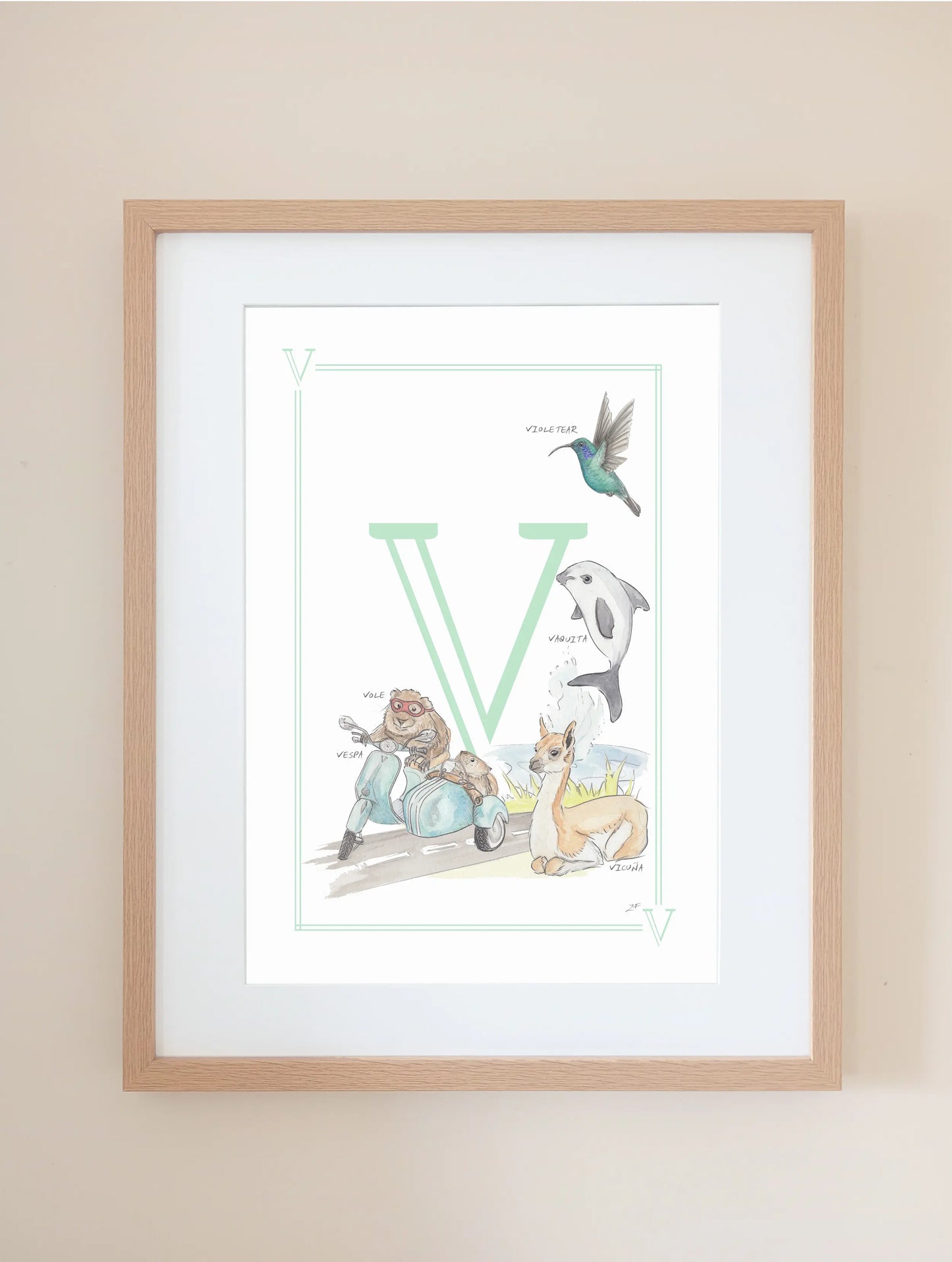Personalised Children's Letter V - Art Print