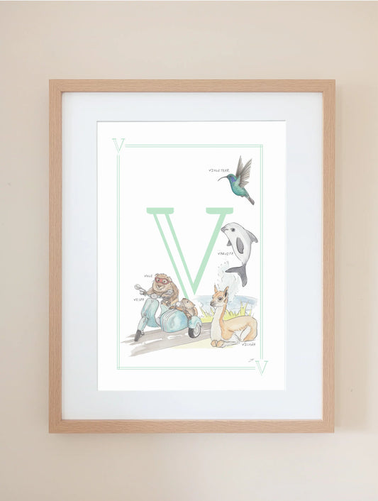 Personalised Children's Letter V - Art Print