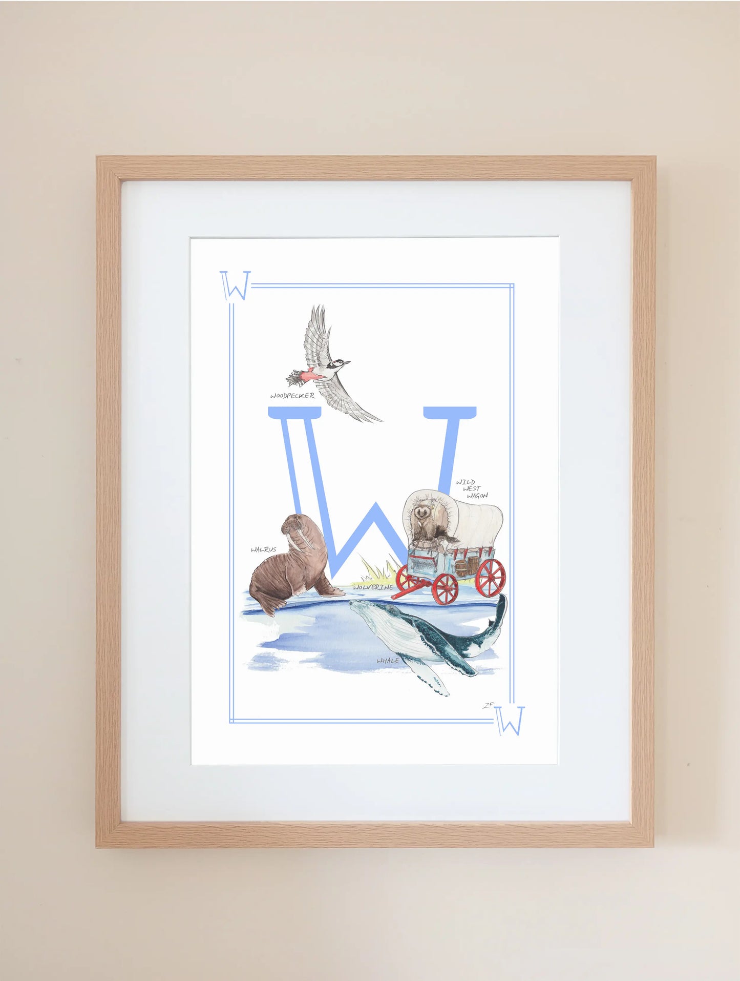 Personalised Children's Letter W - Art Print