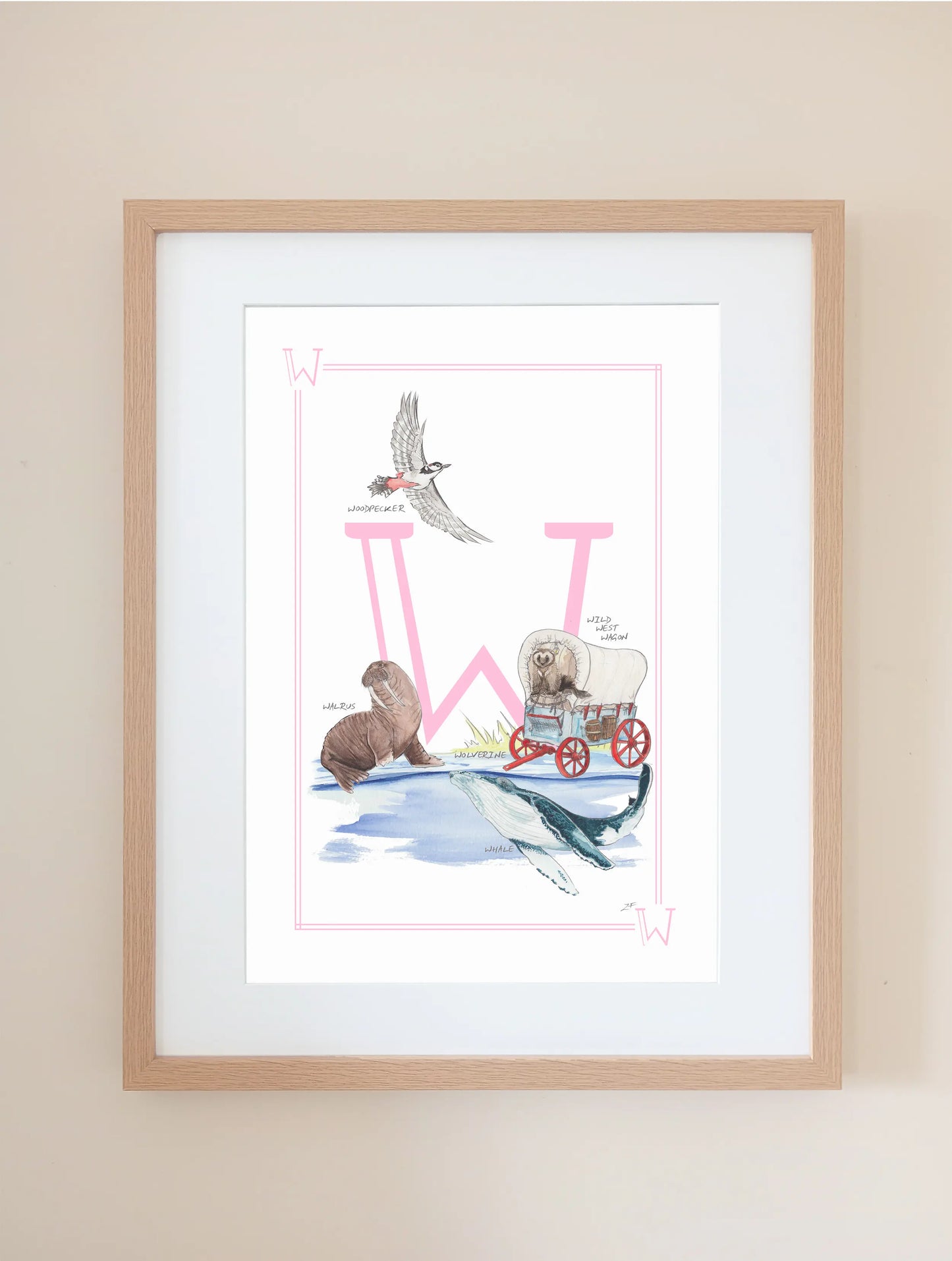 Personalised Children's Letter W - Art Print