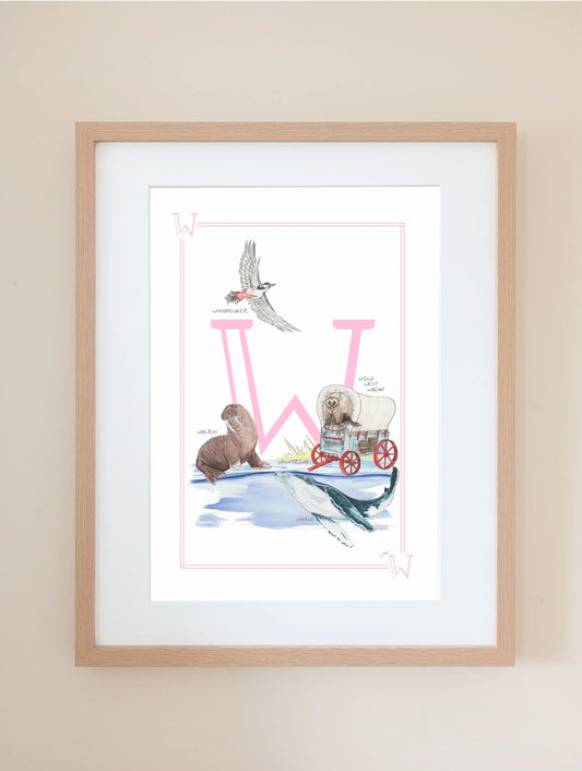 Personalised Children's Letter W - Art Print