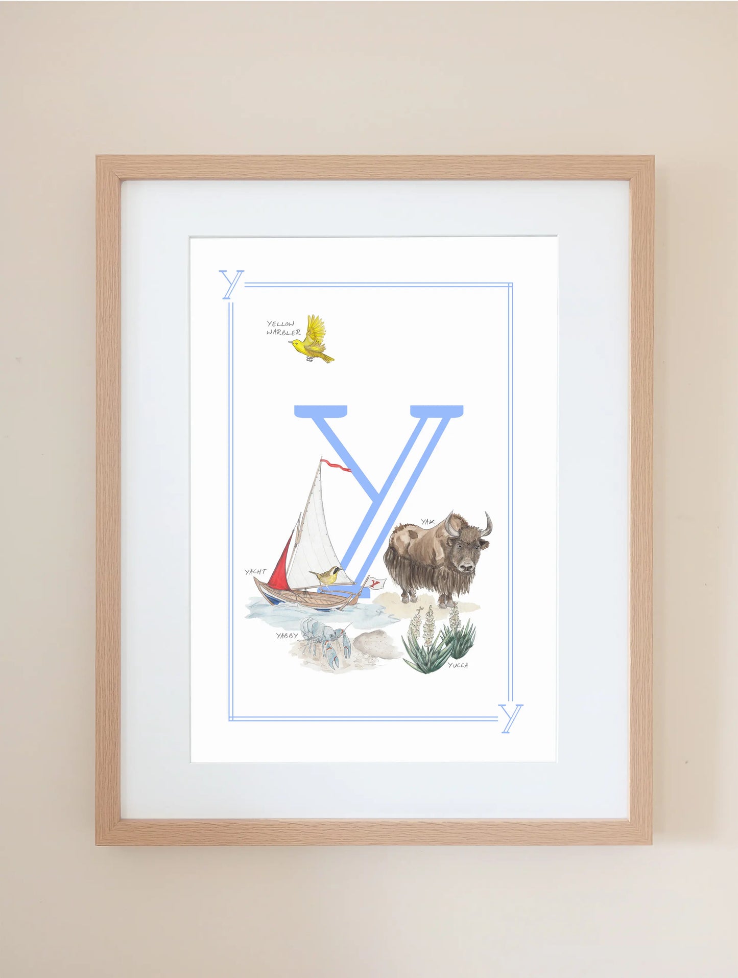 Personalised Children's Letter Y - Art Print