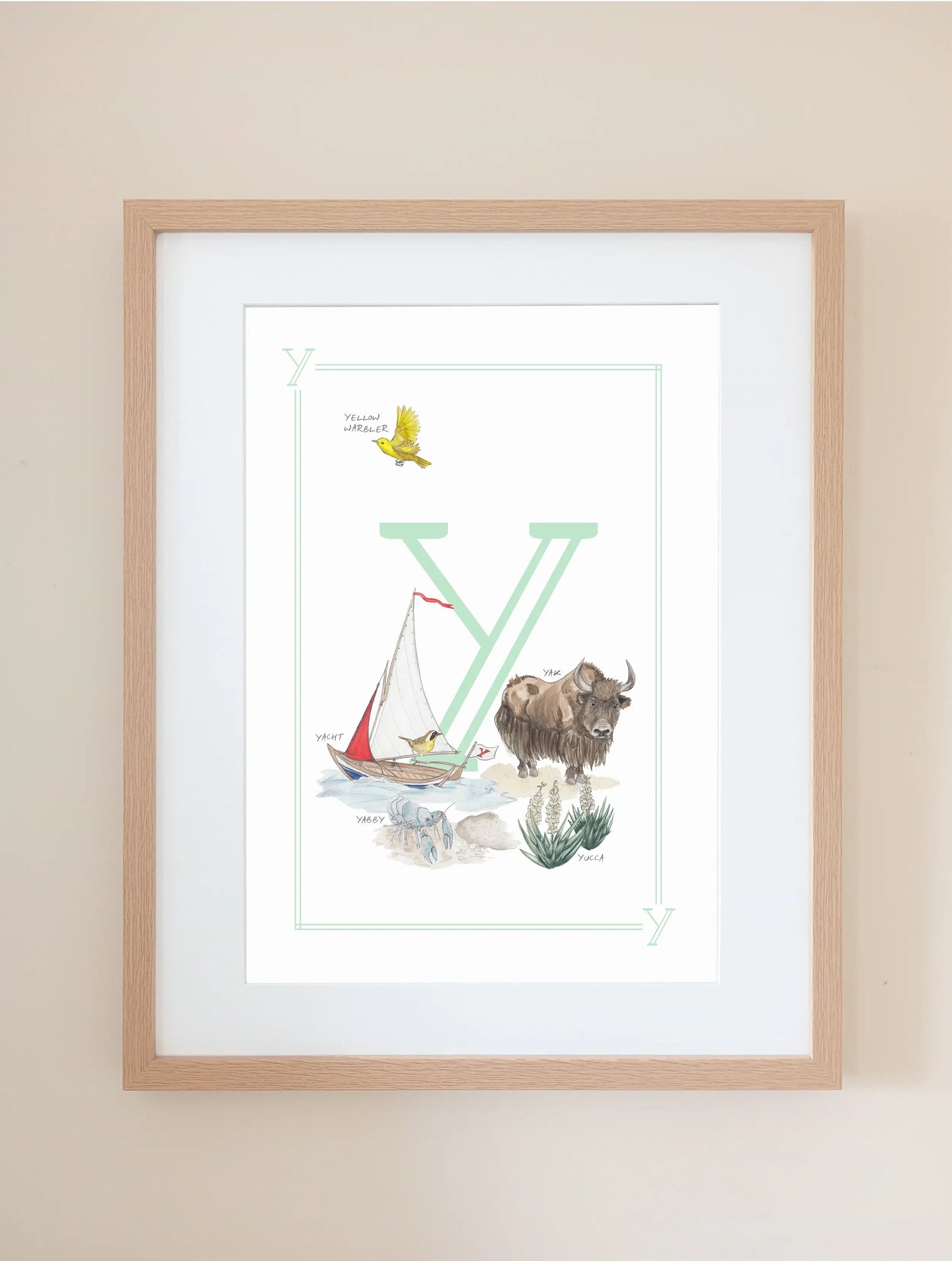 Personalised Children's Letter Y - Art Print
