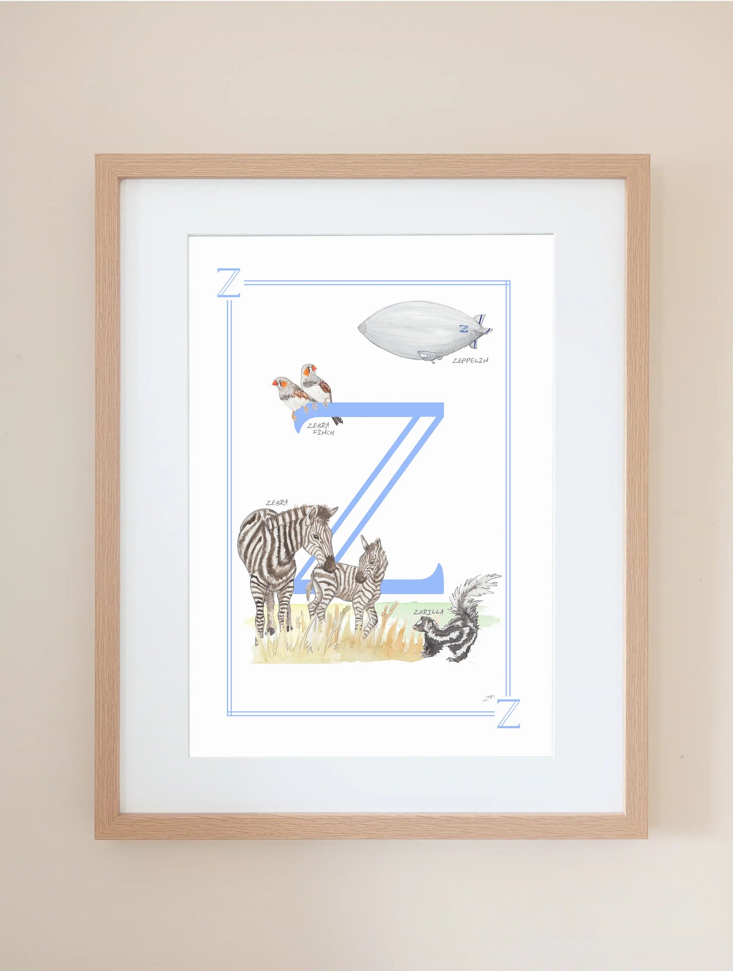 Personalised Children's Letter Z - Art Print