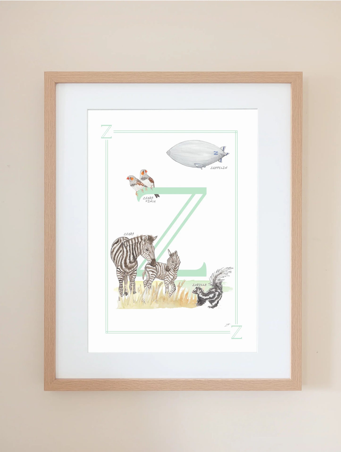 Personalised Children's Letter Z - Art Print
