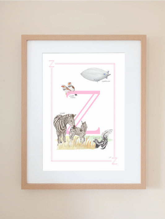 Personalised Children's Letter Z - Art Print