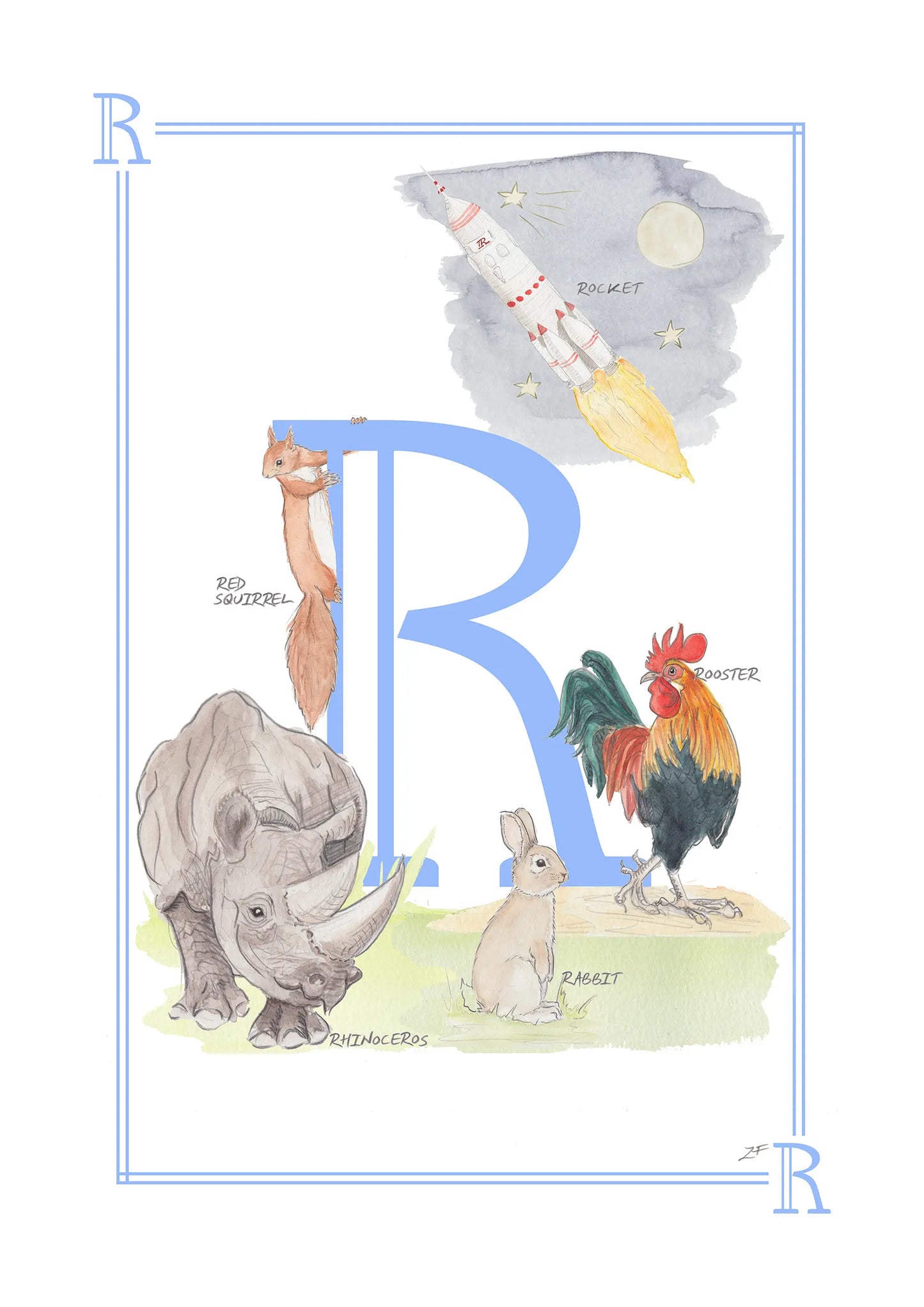 Personalised Children's Alphabet Print - Letter R