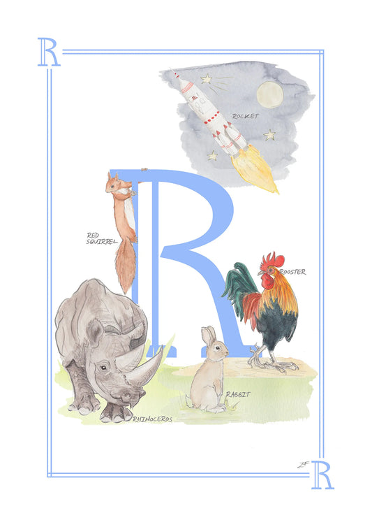 Personalised Children's Alphabet Print - Letter R