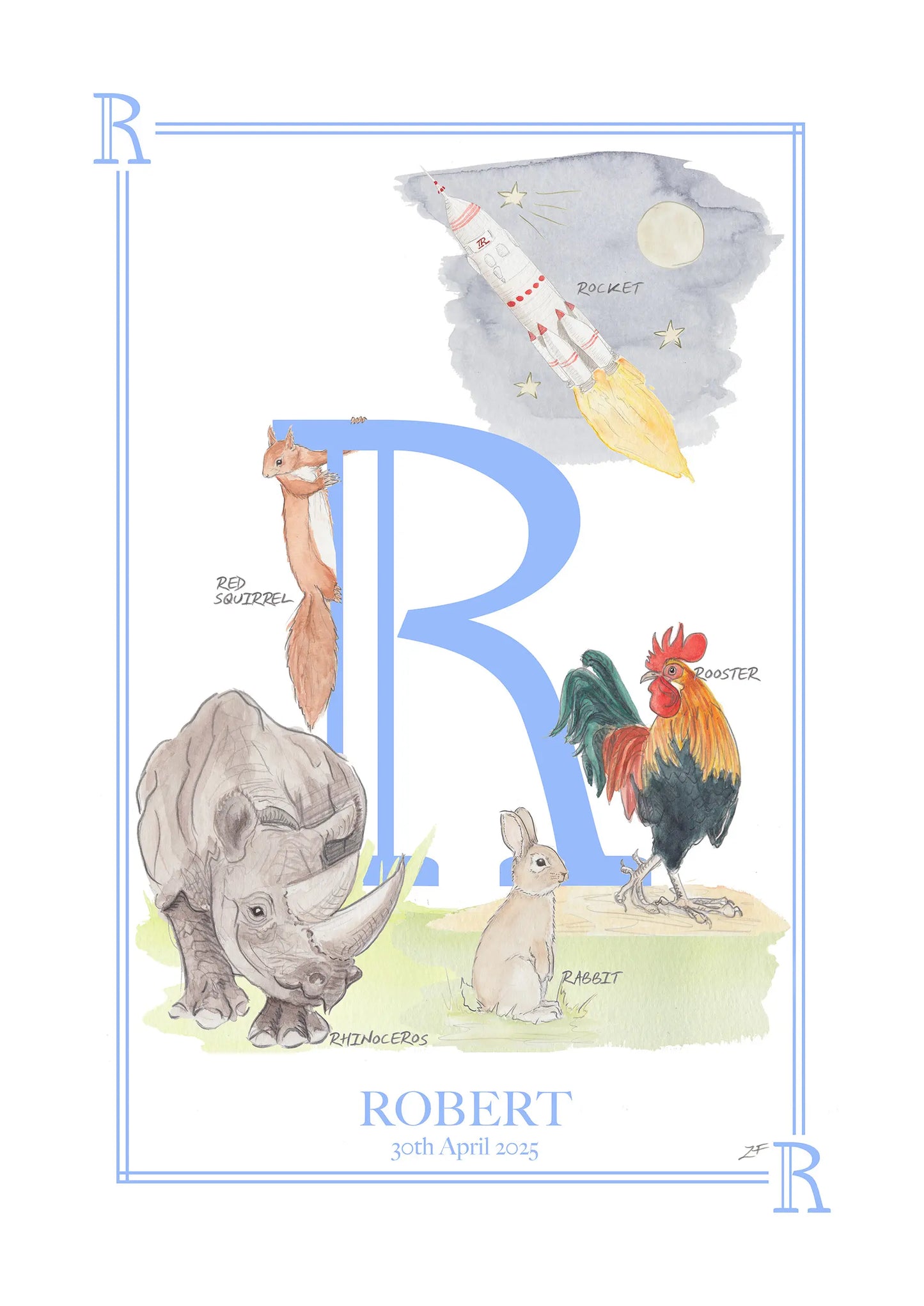 Personalised Children's Alphabet Print - Letter R