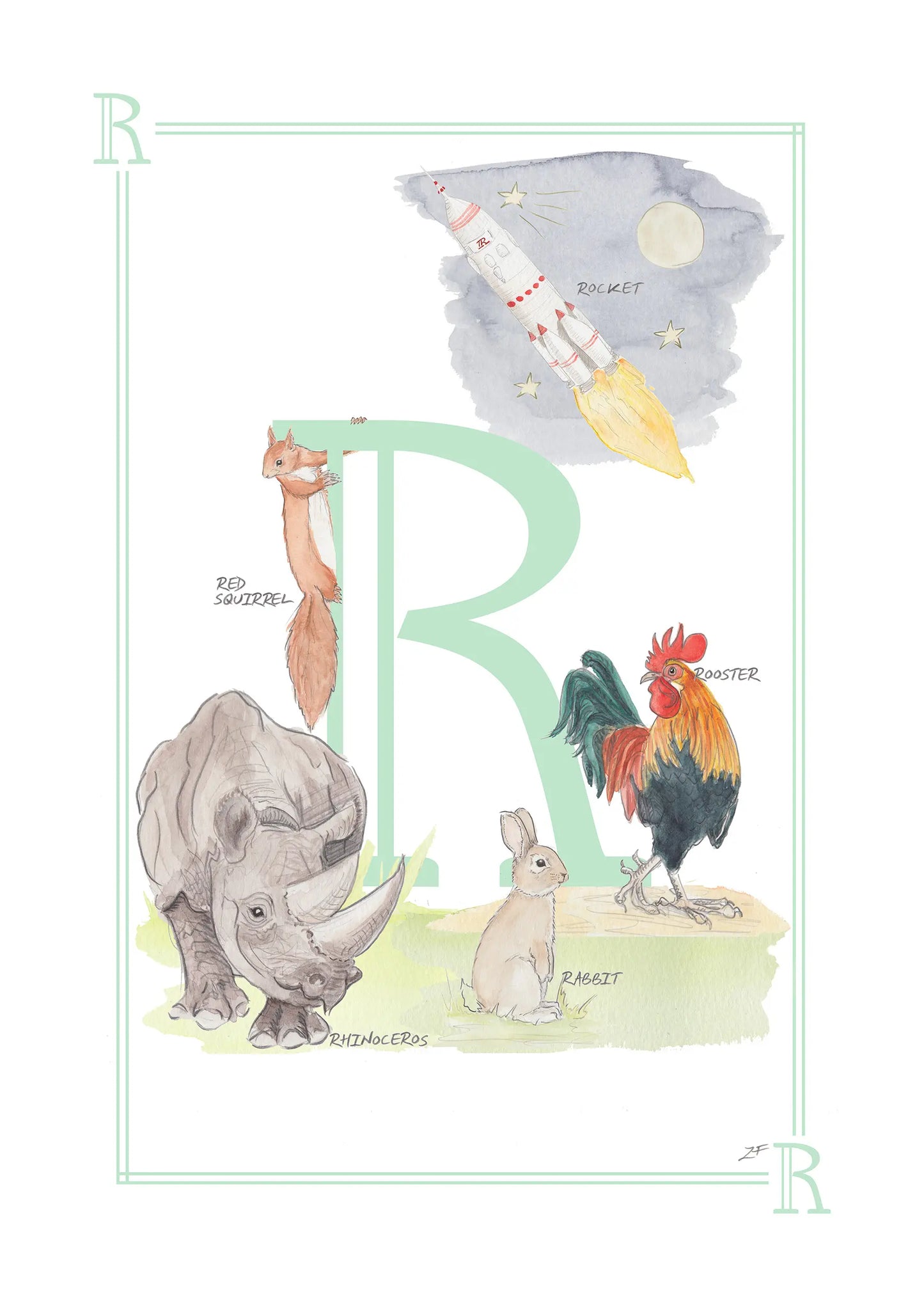 Personalised Children's Alphabet Print - Letter R