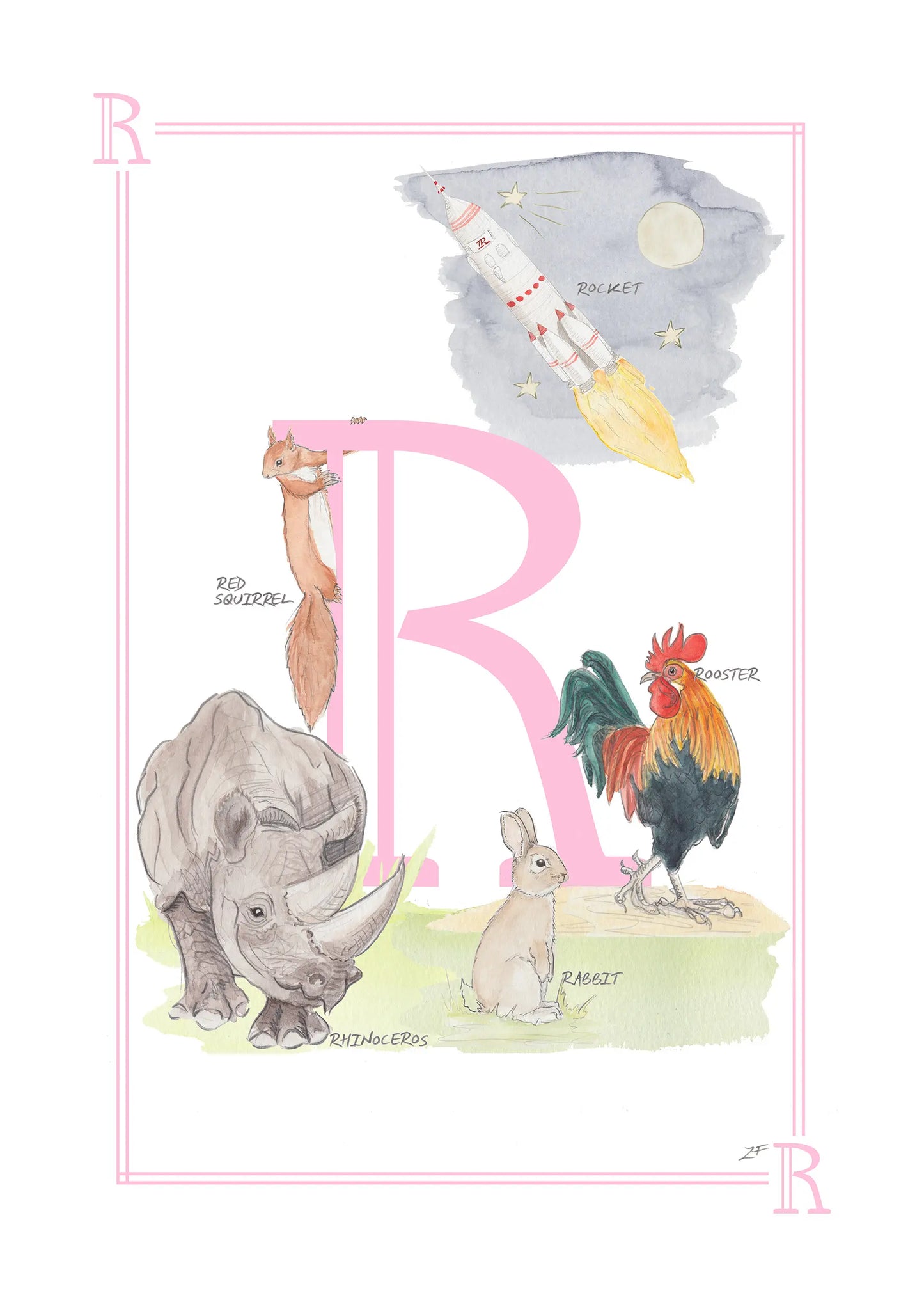 Personalised Children's Alphabet Print - Letter R