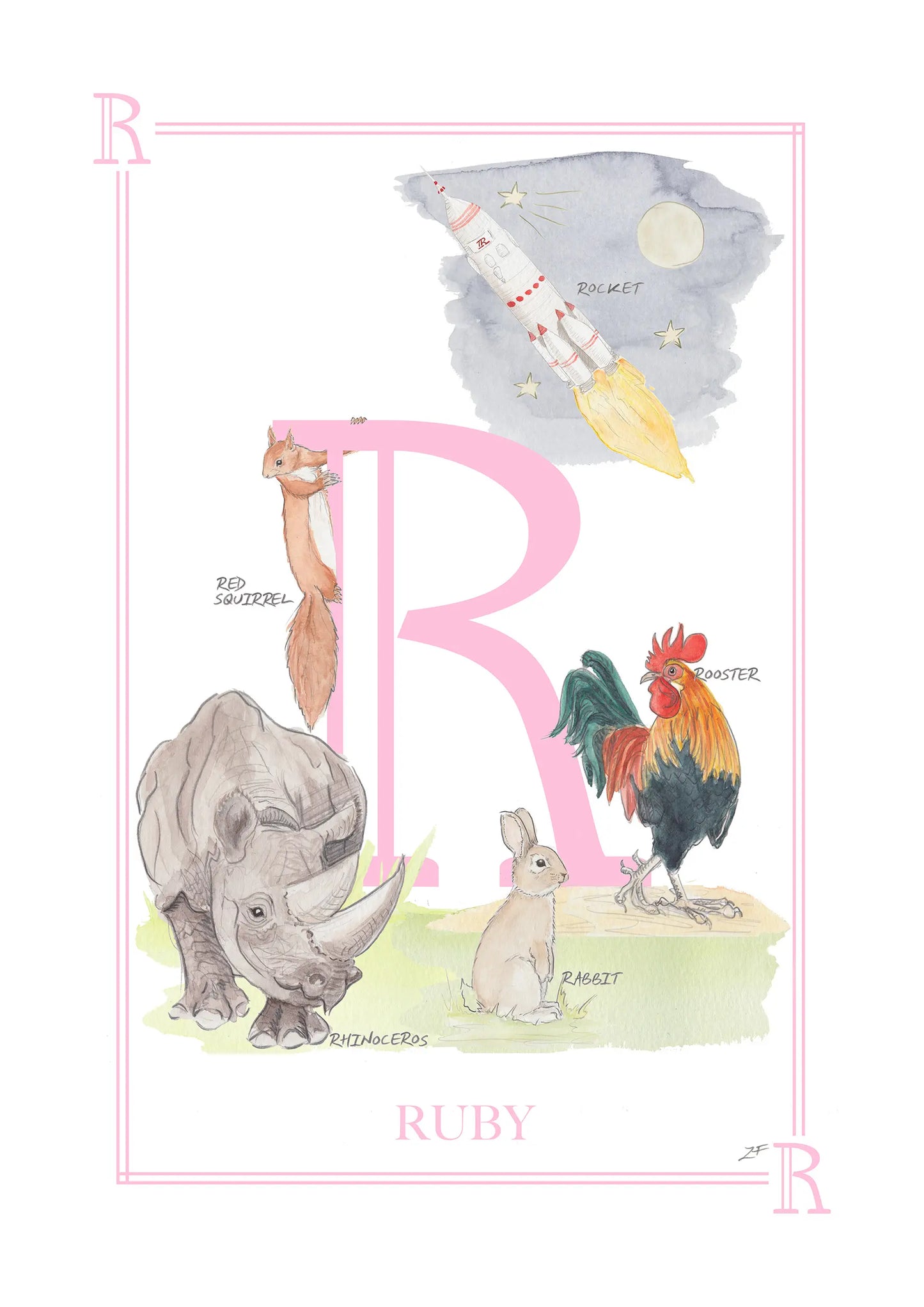 Personalised Children's Alphabet Print - Letter R