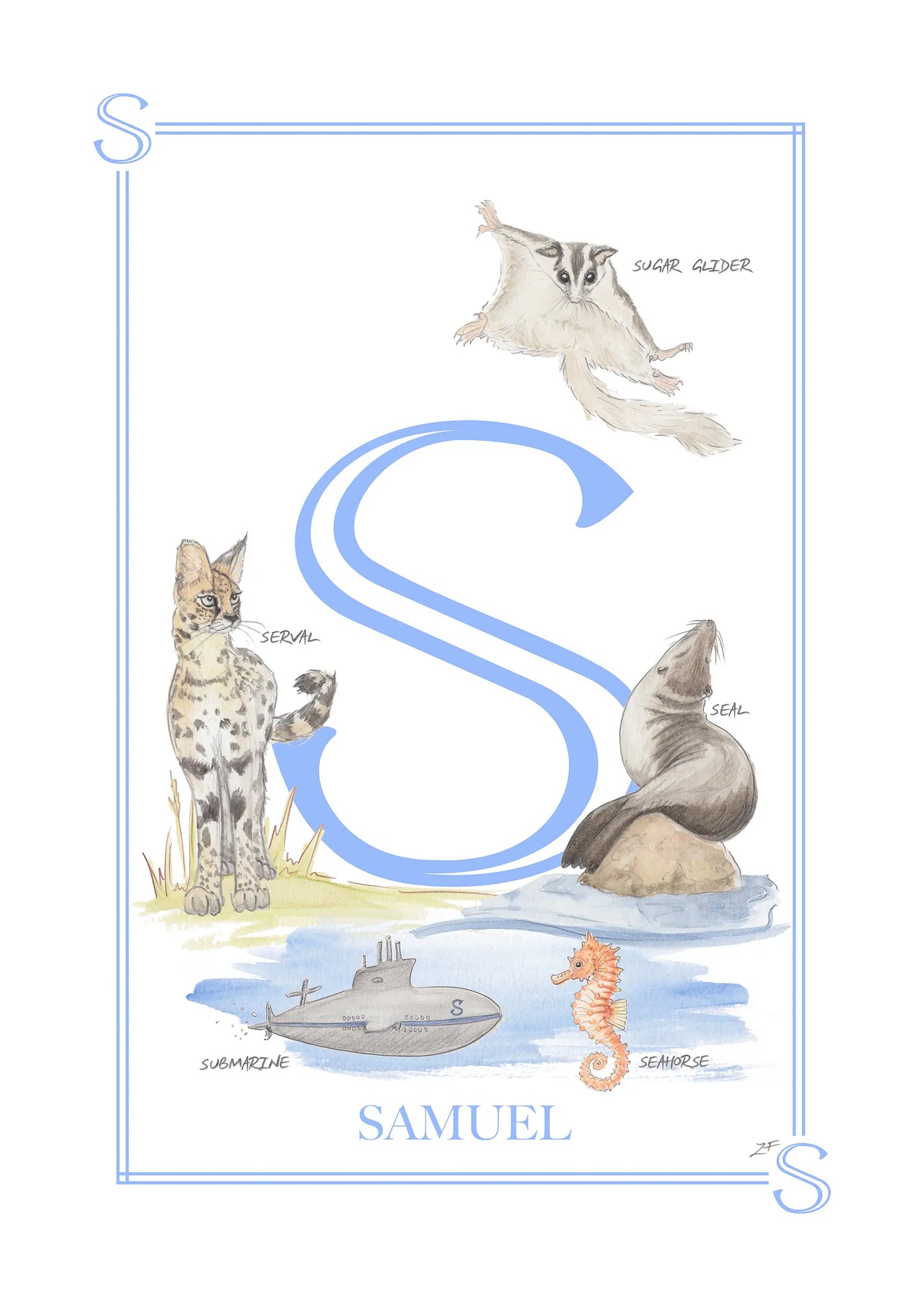 Personalised Children's Alphabet Print - Letter S