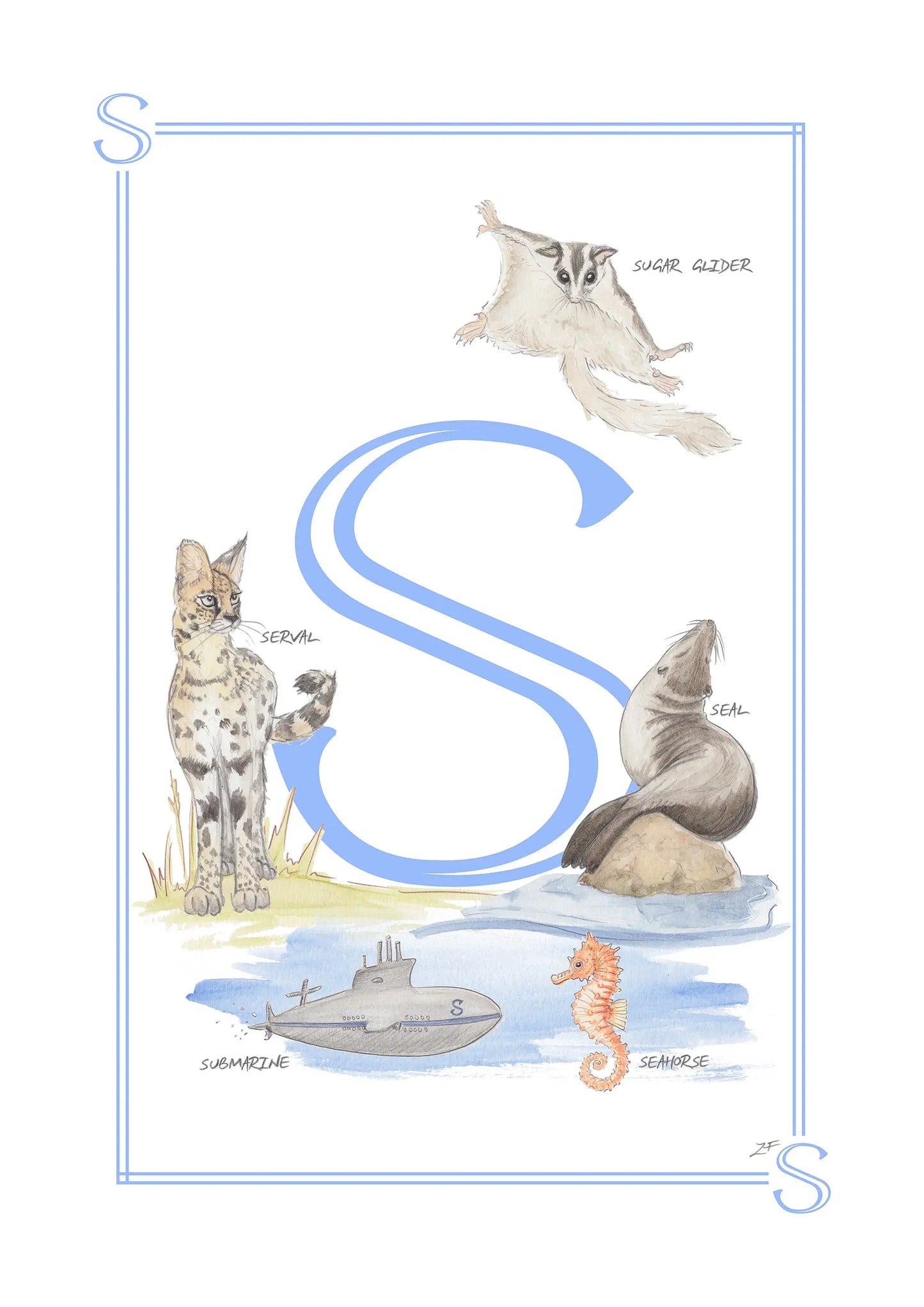Personalised Children's Alphabet Print - Letter S