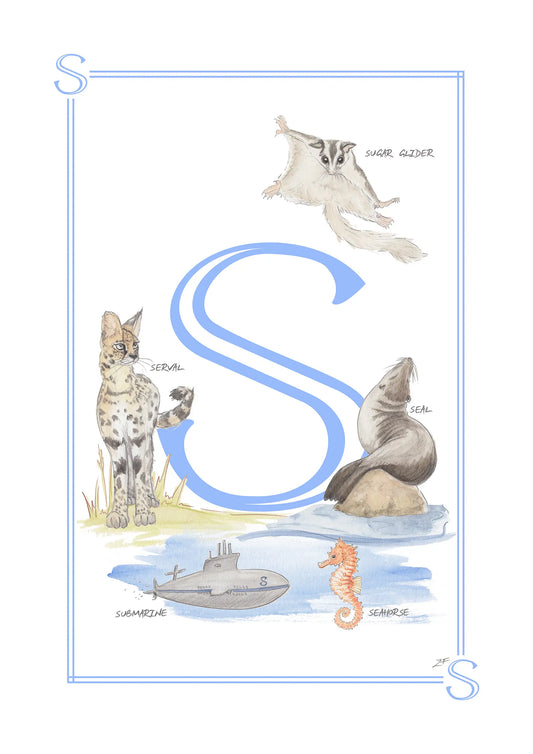 Personalised Children's Alphabet Print - Letter S