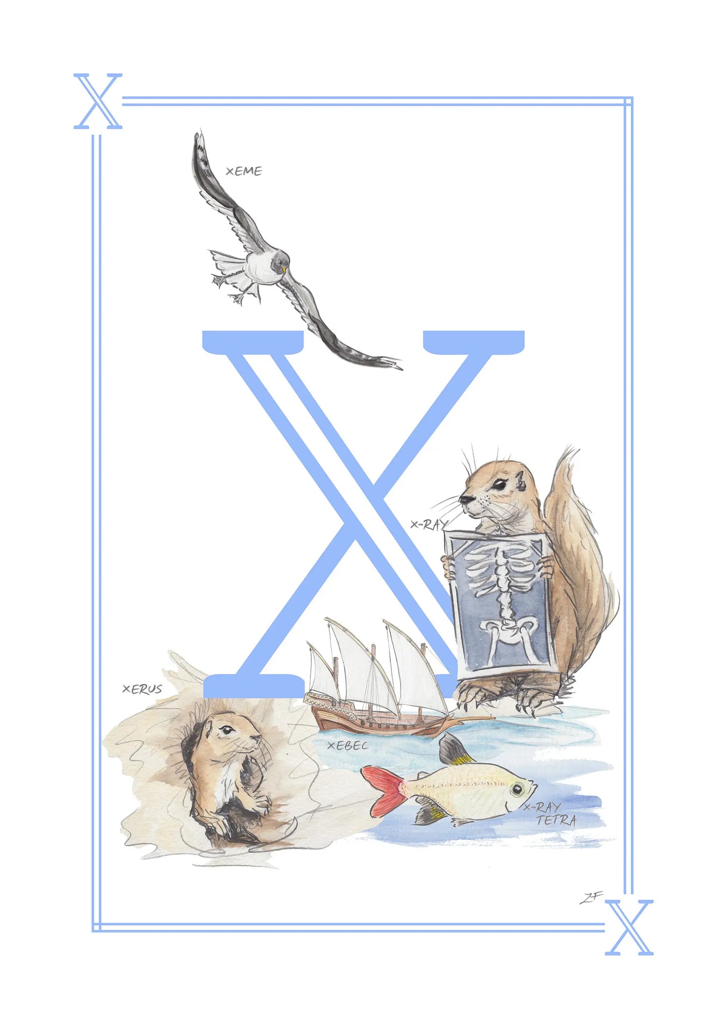 Personalised Children's Letter X - Art Print