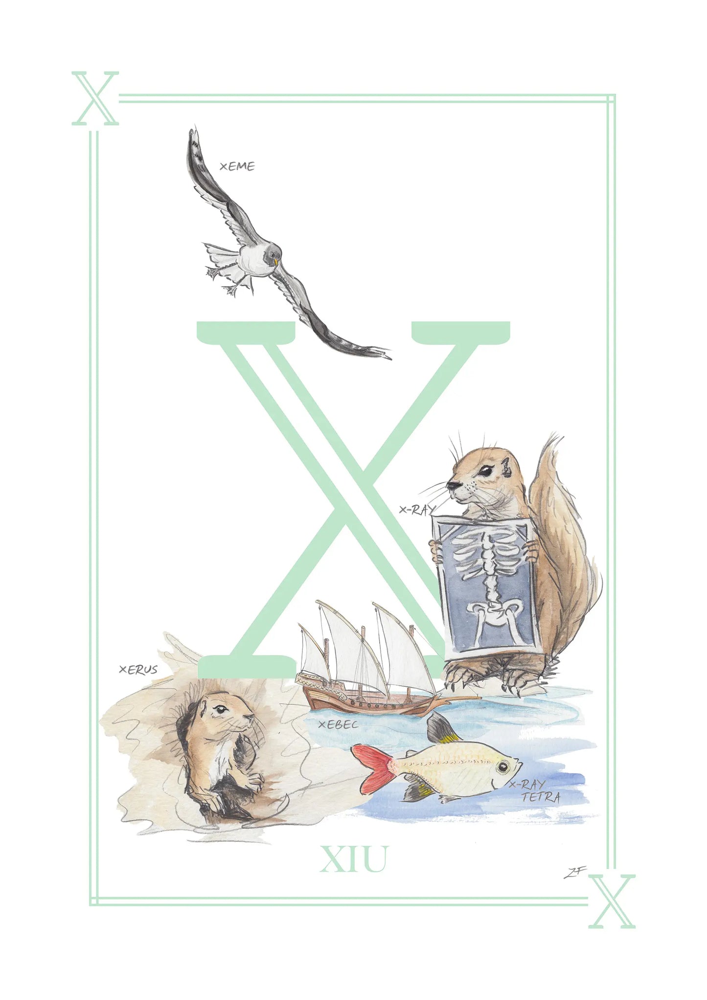 Personalised Children's Letter X - Art Print
